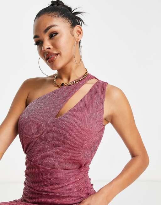 Trendyol one shoulder mini dress in dusty rose