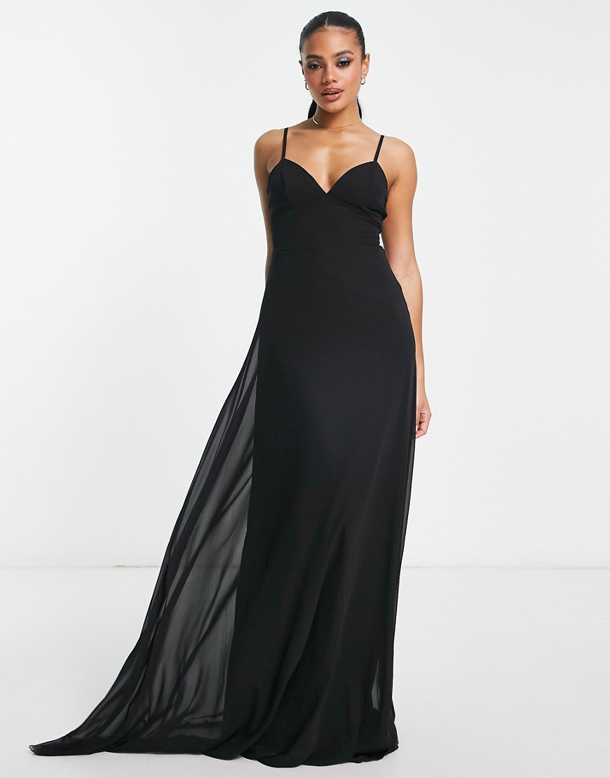 overlay maxi dress in black