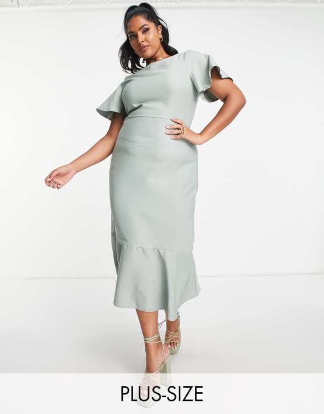 Trendyol Plus flutter sleeve midi dress in mint