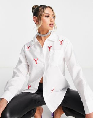 Trendyol relaxed shirt with embroidered lobster