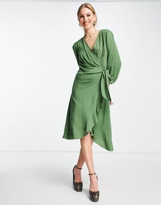 Trendyol - Robe cache-cœur à manches longues - Vert