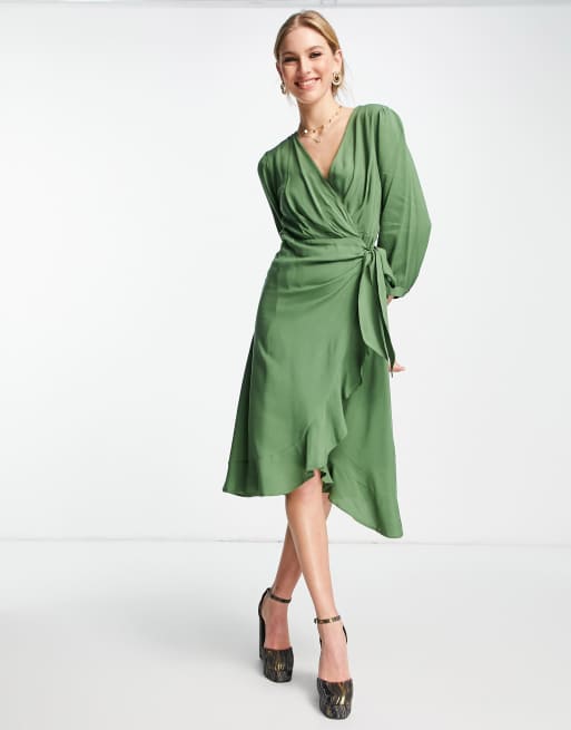 Trendyol - Robe cache-cœur à manches longues - Vert
