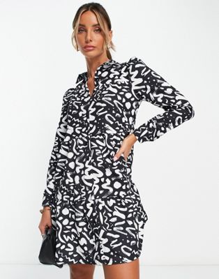 Trendyol squiggle print mini dress in black - ASOS Price Checker