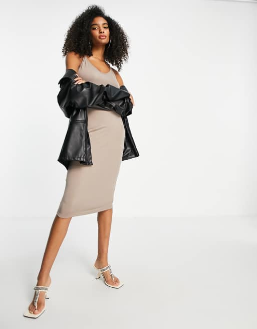 Trendyol - Robe mi-longue dos nu - Champignon
