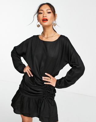 Trendyol ruched waist mini dress in black - ASOS Price Checker