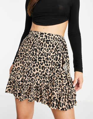 TRENDYOL Trendyol ruffle spot print mini skirt in brown