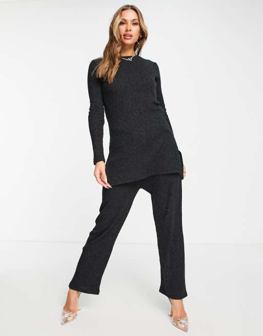 Trendyol - Set met tuniektop en broek in zwart