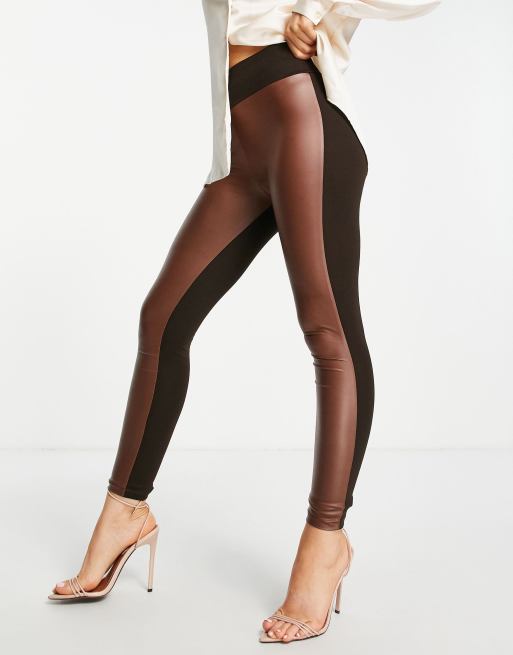 AYSU Women's Brown Flare Leg Crepe Fabric Gathering Tights - Trendyol