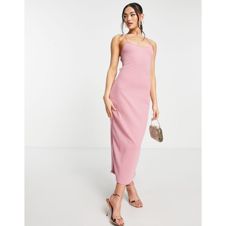 Baby Pink Strappy Midi Dress