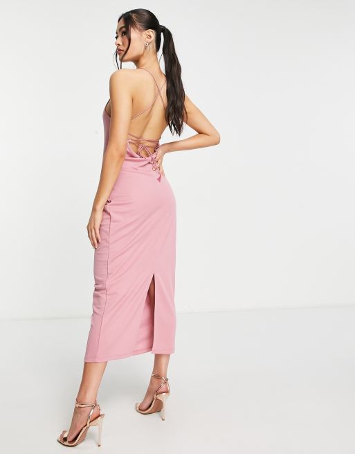 Baby Pink Strappy Midi Dress