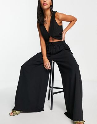 Express Bodycon Super High Waisted Wide Leg Palazzo Pant With Built-In  Shapewear Black Women's XS