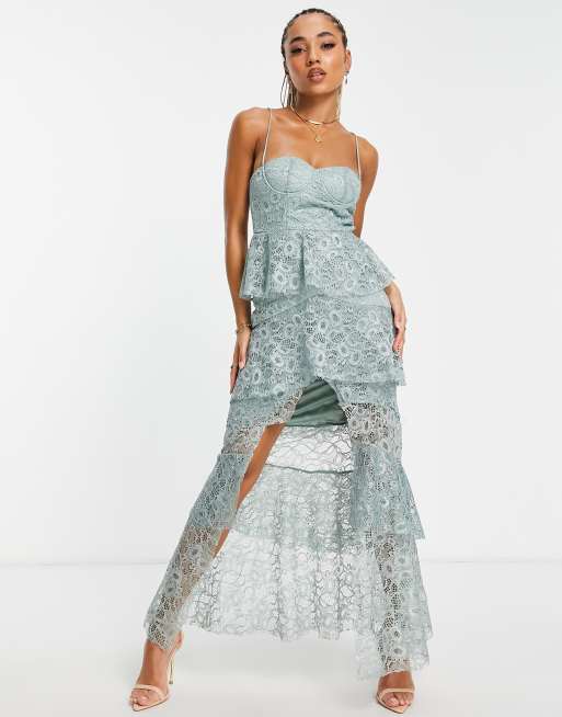 Sage green lace maxi 2024 dress