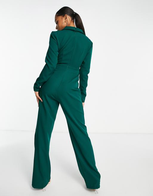Trendyol - Tuta jumpsuit con cut-out verde smeraldo, 4 di 4