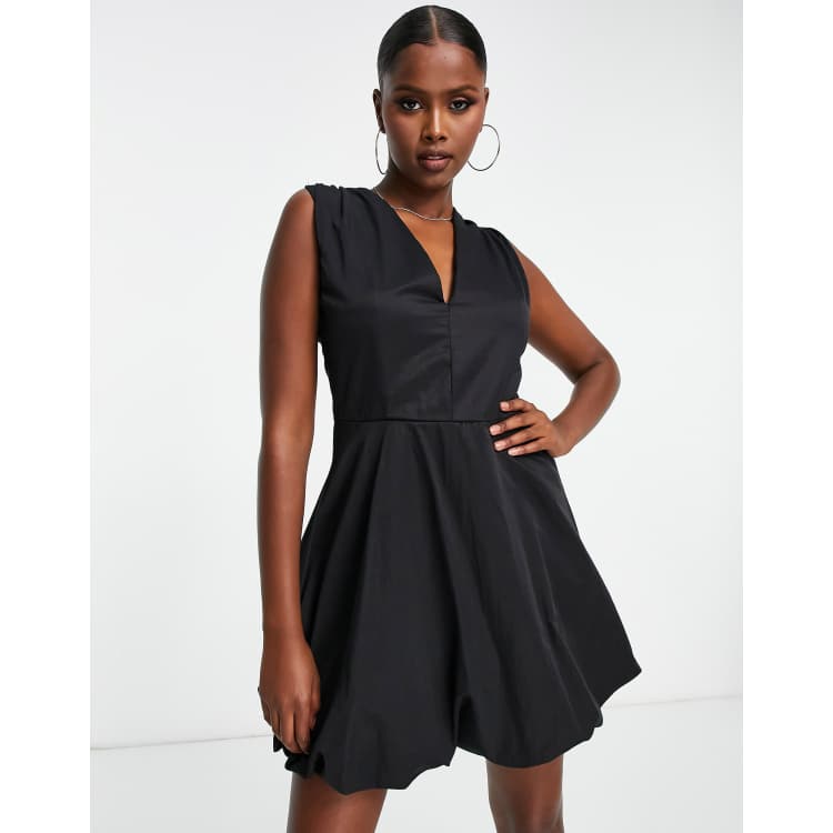 Trendyol v neck sleeveless mini dress in black