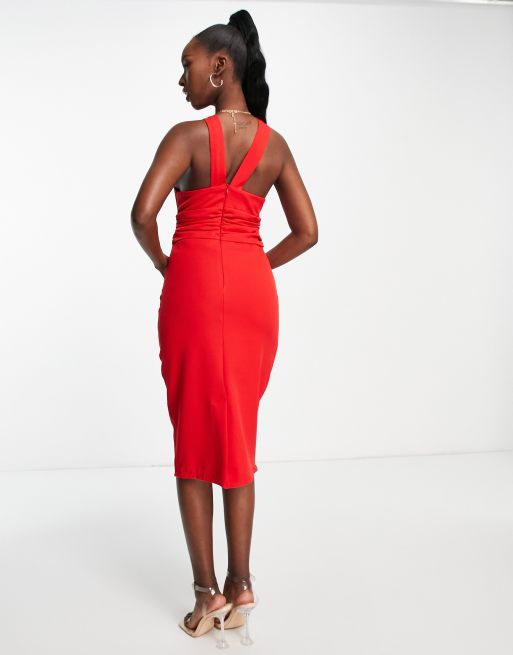 Trendyol - Vestito midi a fascia rosso allacciato al collo, 2 di 4