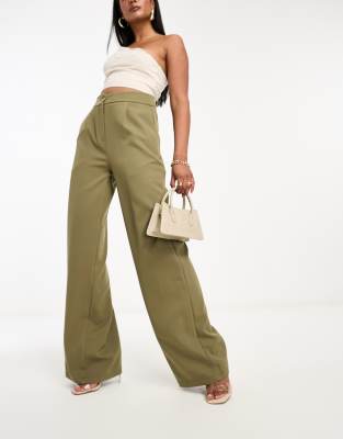 TRENDYOL Trendyol wide leg trouser in khaki-Green