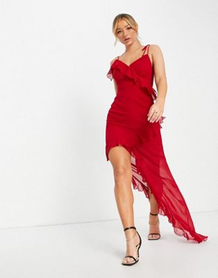 Trendyol wrap front maxi dress in red - ASOS Price Checker