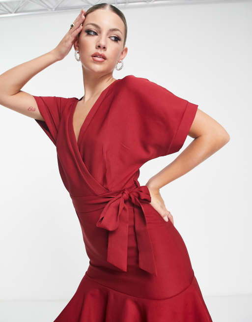 Trendyol wrap mini dress in red