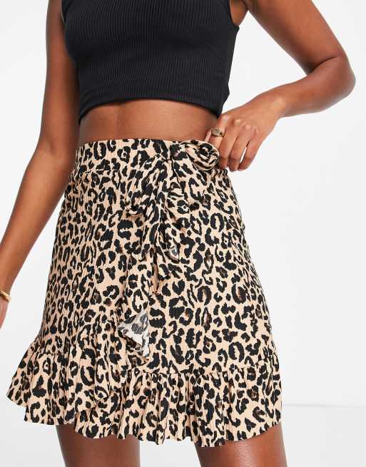 Animal print 2025 wrap skirt mini