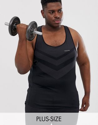Tribeka – Gym – Muscle fit-linne i plusstorlek utan sömmar-Svart