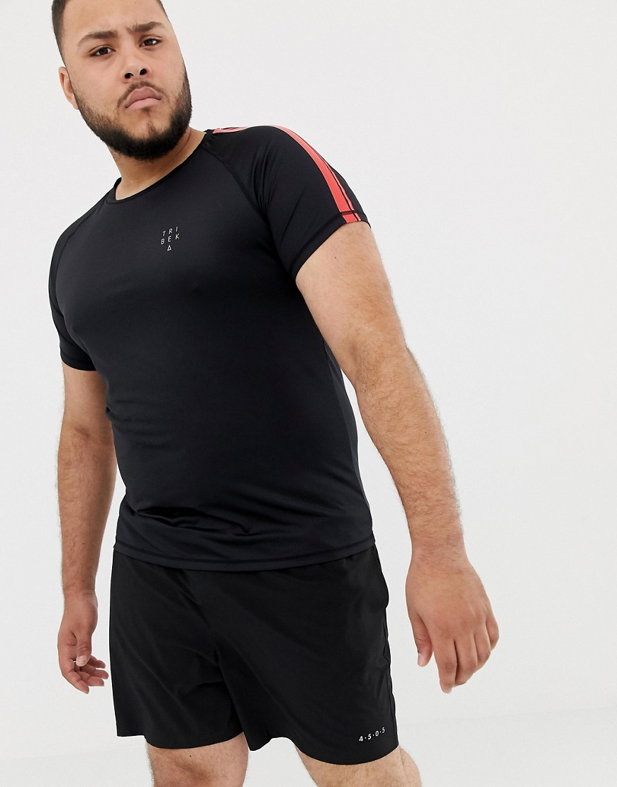 Tribeka – T-shirt med färgblock, raglanärm och tryck på ryggen-Svart