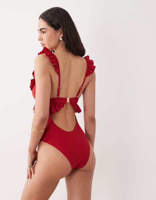 Trikini rojo con volantes de Miss Selfridge, 3 de 4