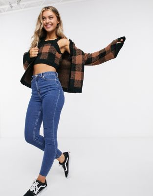 фото Трикотажная майка в клетку asos design-коричневый