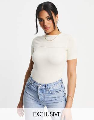 Топы  Asos Трикотажное боди песочного цвета Missguided-Белый
