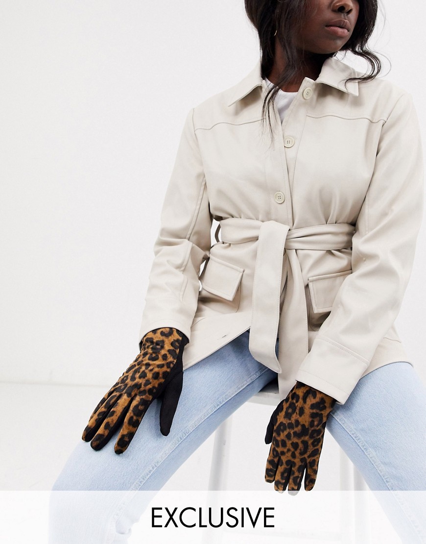 фото Трикотажные перчатки для сенсорных экранов с леопардовым принтом my accessories london-мульти