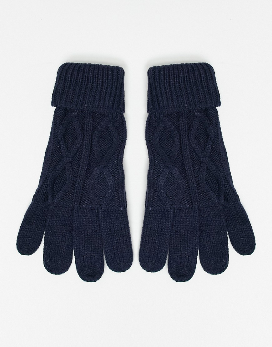 фото Трикотажные перчатки с узором "в косичку" boardmans-темно-синий
