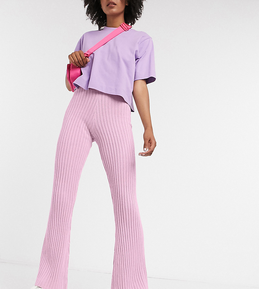 фото Трикотажные расклешенные брюки от комплекта reclaimed vintage-фиолетовый