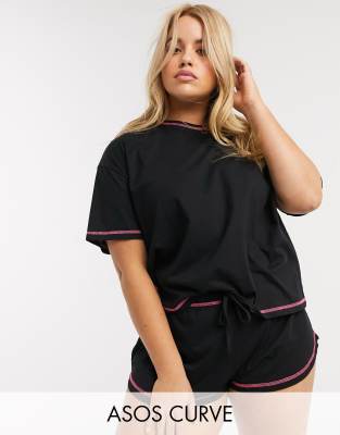 фото Трикотажные шорты от комплекта asos design curve-черный asos curve