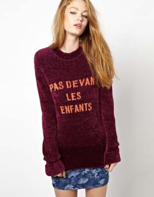 House of Holland Eyelash Knit with 'Not in Front of the Kids' Intarsia - ASOS Price Checker