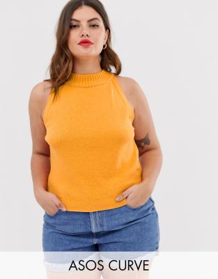 фото Трикотажный топ asos design curve-оранжевый asos curve