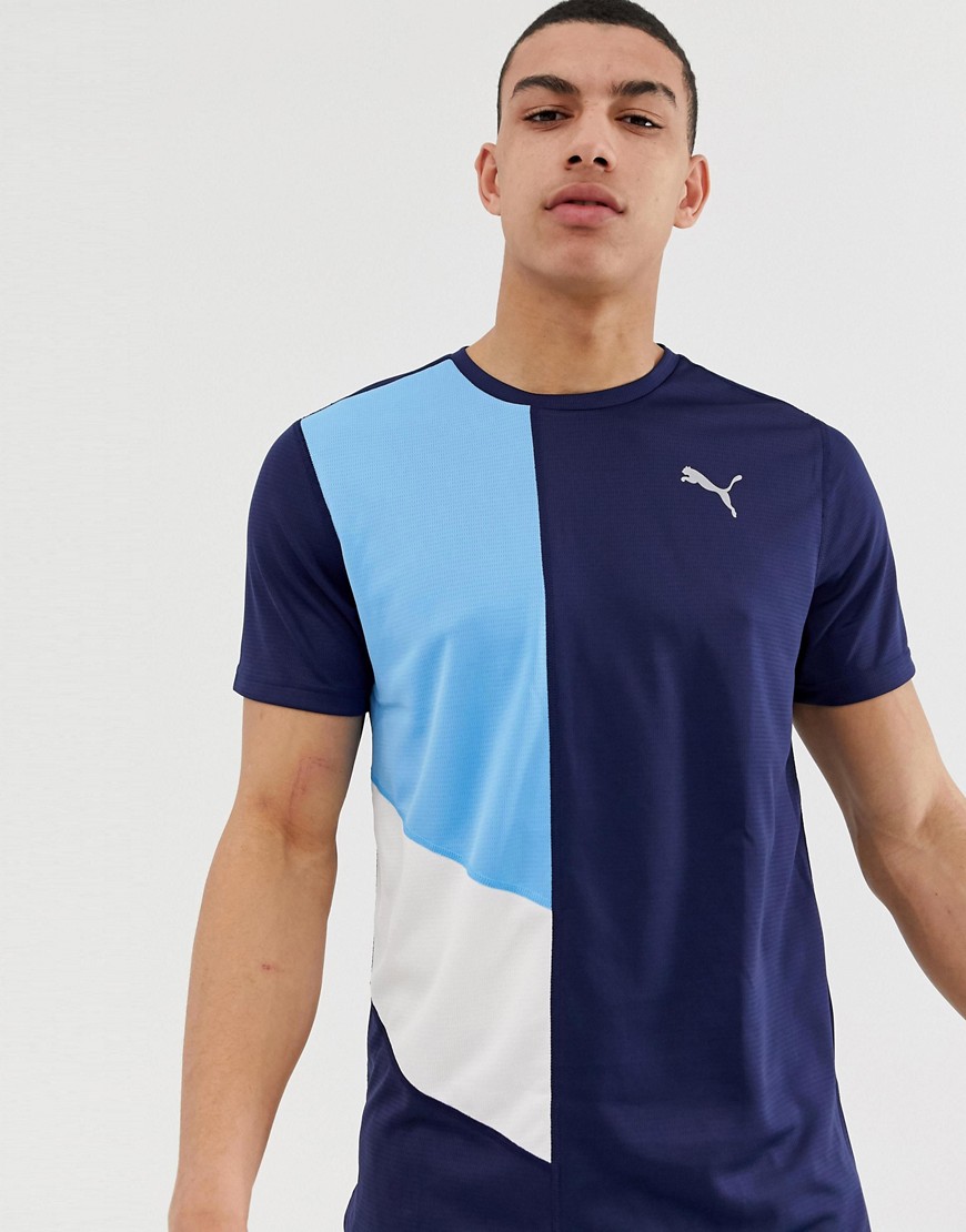 Trænings t-shirt med farveblokke i blå fra Puma-Sort