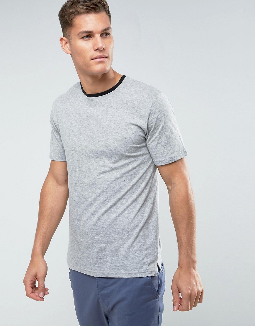 Troy - T-shirt mélange con bordi a contrasto-Grigio