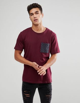 Troy - T-shirt met zakje-Rood