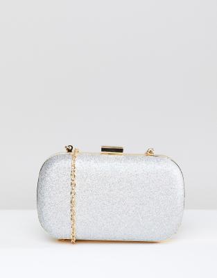 silver glitter clutch purse