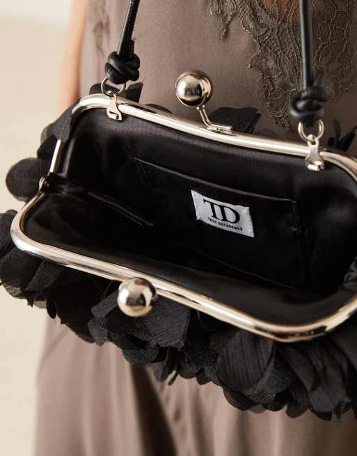 True Decadence 3D floral clutch purse in black , 3 of 4