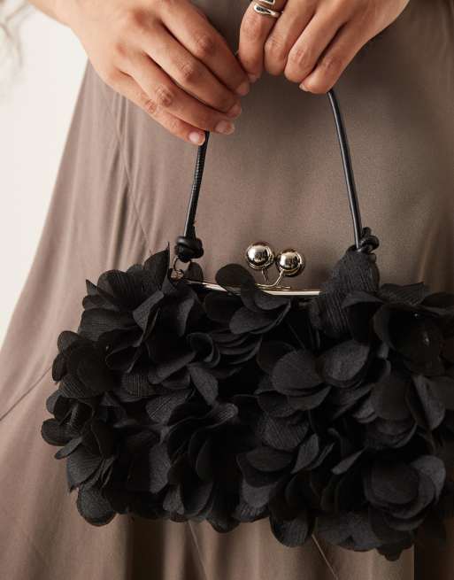 True Decadence 3D floral clutch purse in black , 4 of 4