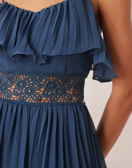 True Decadence Asymmetric tiered skirt midi dress in petrol blue | ASOS