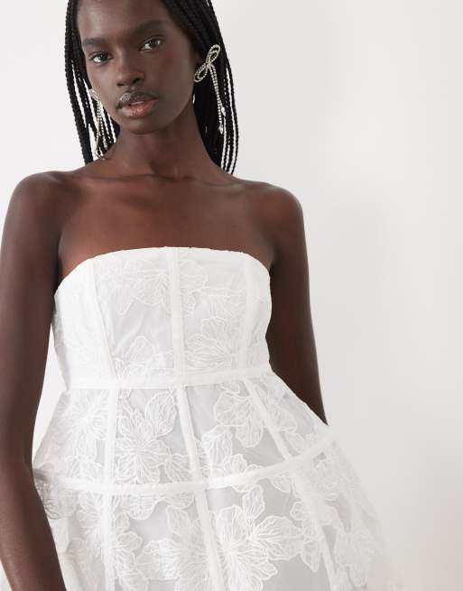 True Decadence Bandeau cage mini dress in white, 3 of 4