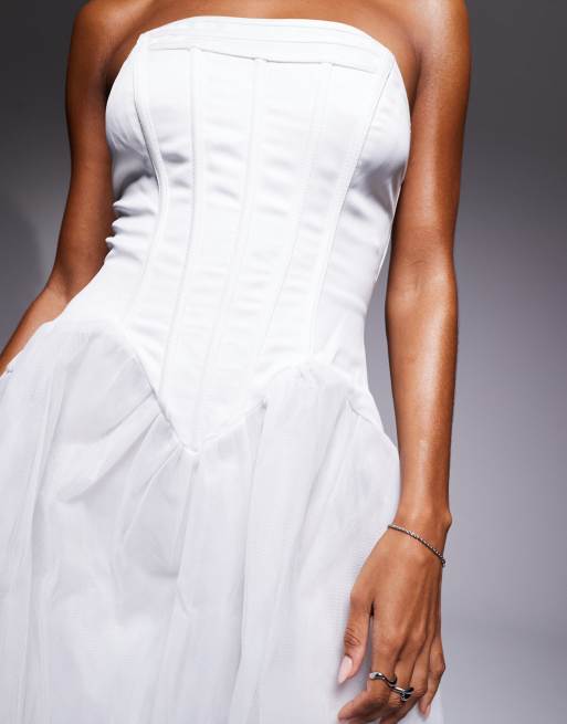 True Decadence Bandeau corset maxi dress in white, 4 of 4