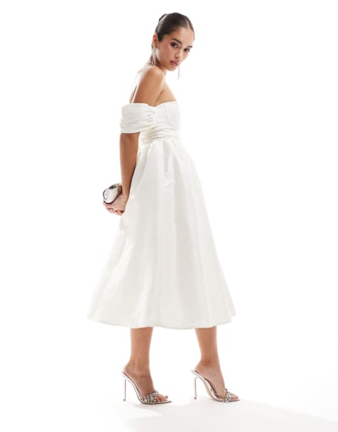 True Decadence Bardot bust cup midi dress in cream - view 1