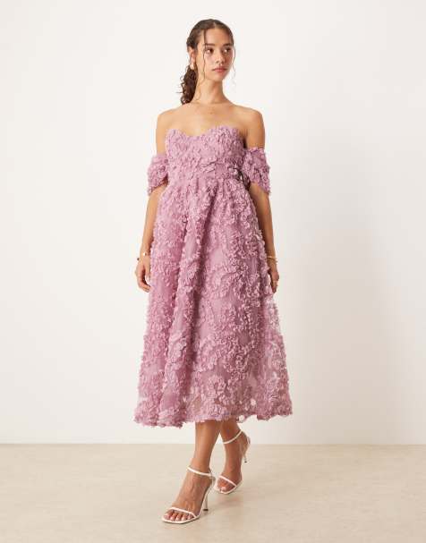 True Decadence Bardot midi dress in dusty rose