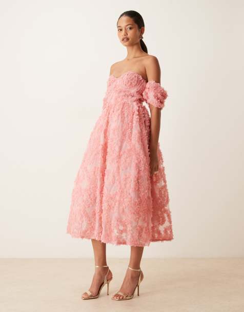 True Decadence Bardot midi dress in rose pink - view 1