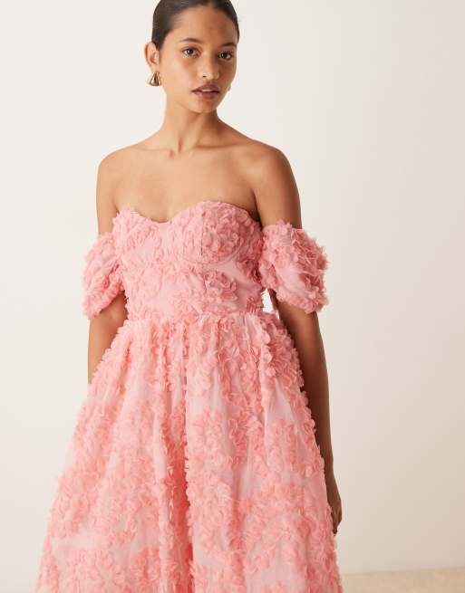 True Decadence Bardot midi dress in rose pink | ASOS