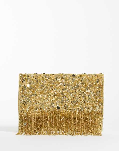 True Decadence beaded envelope clutch in gold - view 1