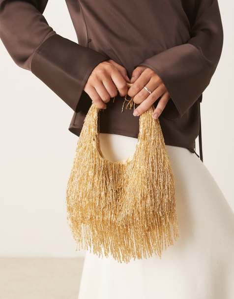 True Decadence beaded grab bag in gold - view 1