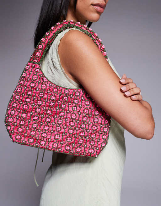 True Decadence beaded shoulder bag in pink